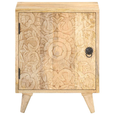 vidaXL Carved Bedside Cabinet 40x30x50 cm Solid Mango Wood
