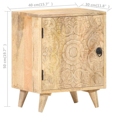 vidaXL Carved Bedside Cabinet 40x30x50 cm Solid Mango Wood