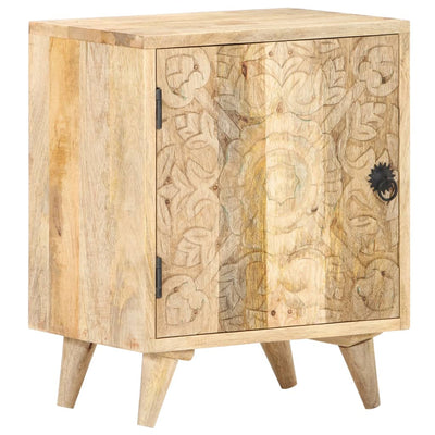 vidaXL Carved Bedside Cabinet 40x30x50 cm Solid Mango Wood