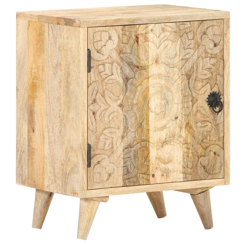vidaXL Carved Bedside Cabinet 40x30x50 cm Solid Mango Wood
