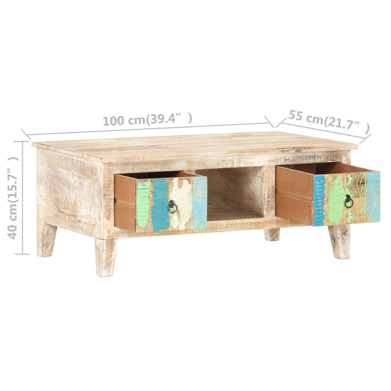 vidaXL Coffee Table 100x55x40 cm Rough Acacia Wood