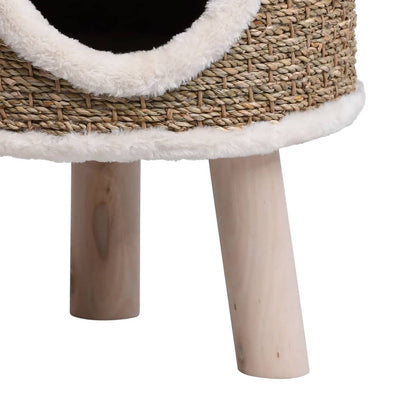 vidaXL Cat House with Wooden Legs 41 cm Seagrass