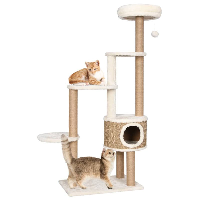 vidaXL Cat Tree with Luxury Cushion and Scratching Post 148cm Seagrass