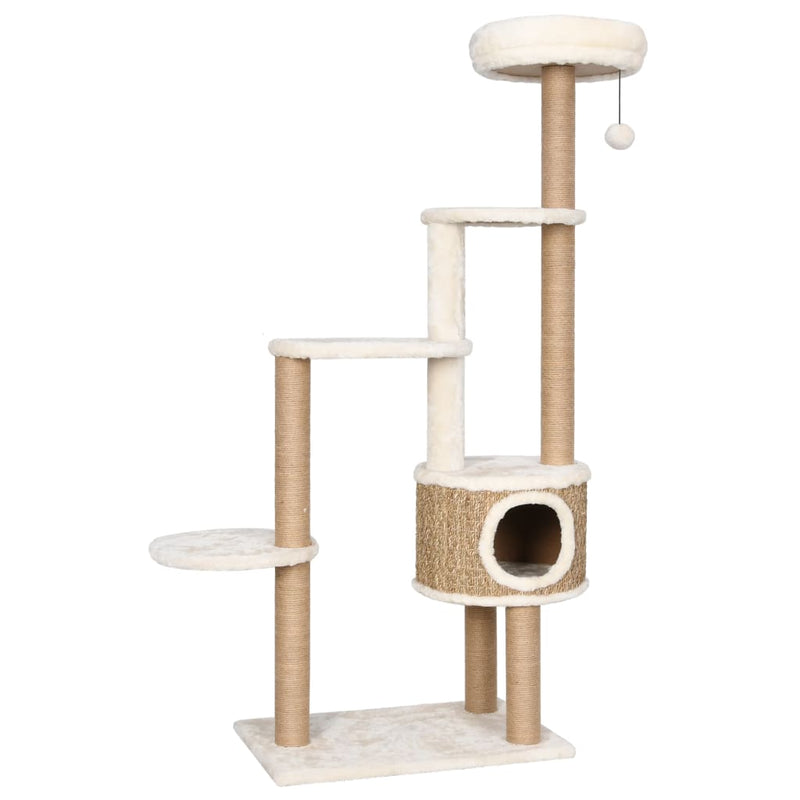 vidaXL Cat Tree with Luxury Cushion and Scratching Post 148cm Seagrass