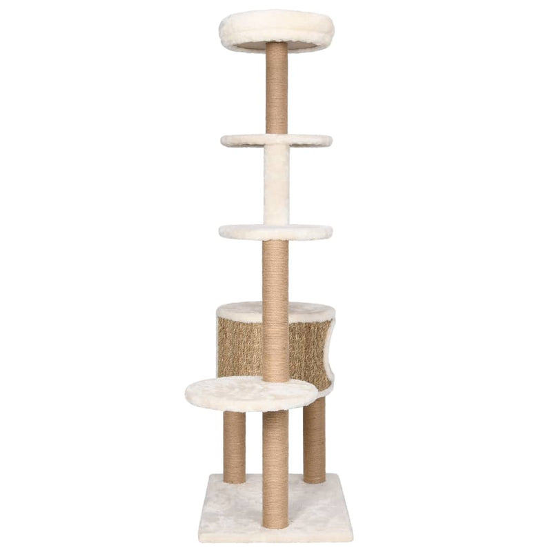 vidaXL Cat Tree with Luxury Cushion and Scratching Post 148cm Seagrass