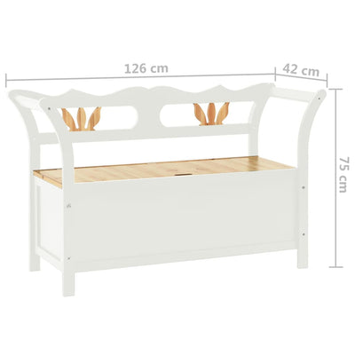 vidaXL Storage Bench 126 cm Black Solid Fir Wood