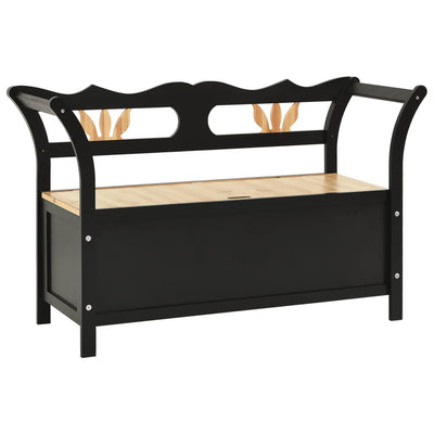 vidaXL Storage Bench 126 cm Black Solid Fir Wood