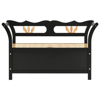 vidaXL Storage Bench 126 cm Black Solid Fir Wood