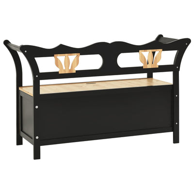 vidaXL Storage Bench 126 cm Black Solid Fir Wood