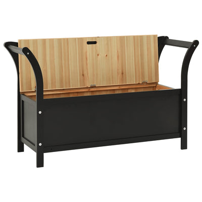vidaXL Storage Bench 126 cm Black Solid Fir Wood
