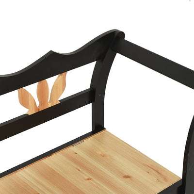 vidaXL Storage Bench 126 cm Black Solid Fir Wood