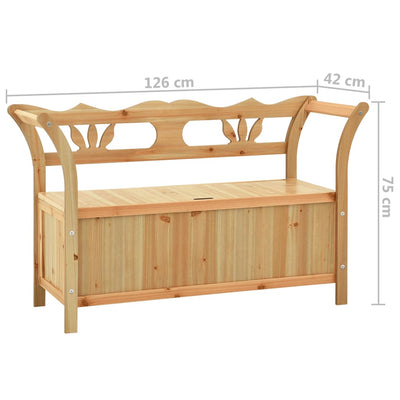 vidaXL Storage Bench 126 cm Black Solid Fir Wood
