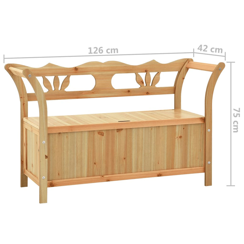 vidaXL Storage Bench 126 cm Black Solid Fir Wood