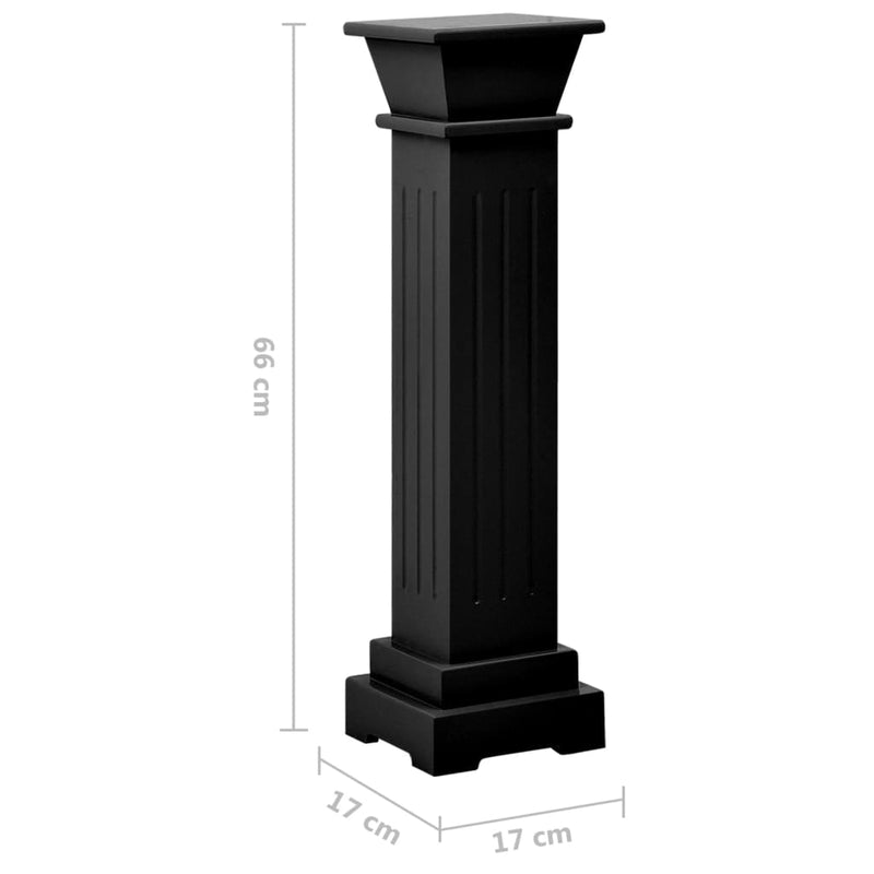 vidaXL Classic Square Pillar Plant Stand Black 17x17x66 cm MDF