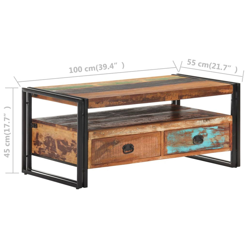 vidaXL Coffee Table 100x55x45 cm Solid Reclaimed Wood