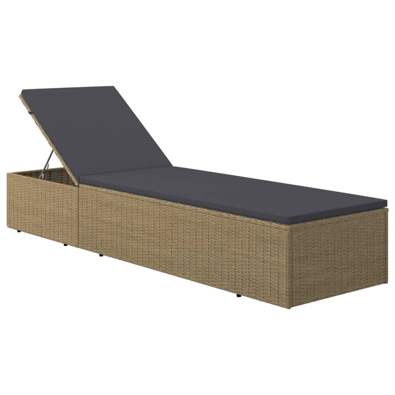vidaXL Sunlounger Poly Rattan Black and Dark Grey