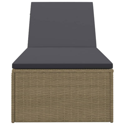 vidaXL Sunlounger Poly Rattan Black and Dark Grey