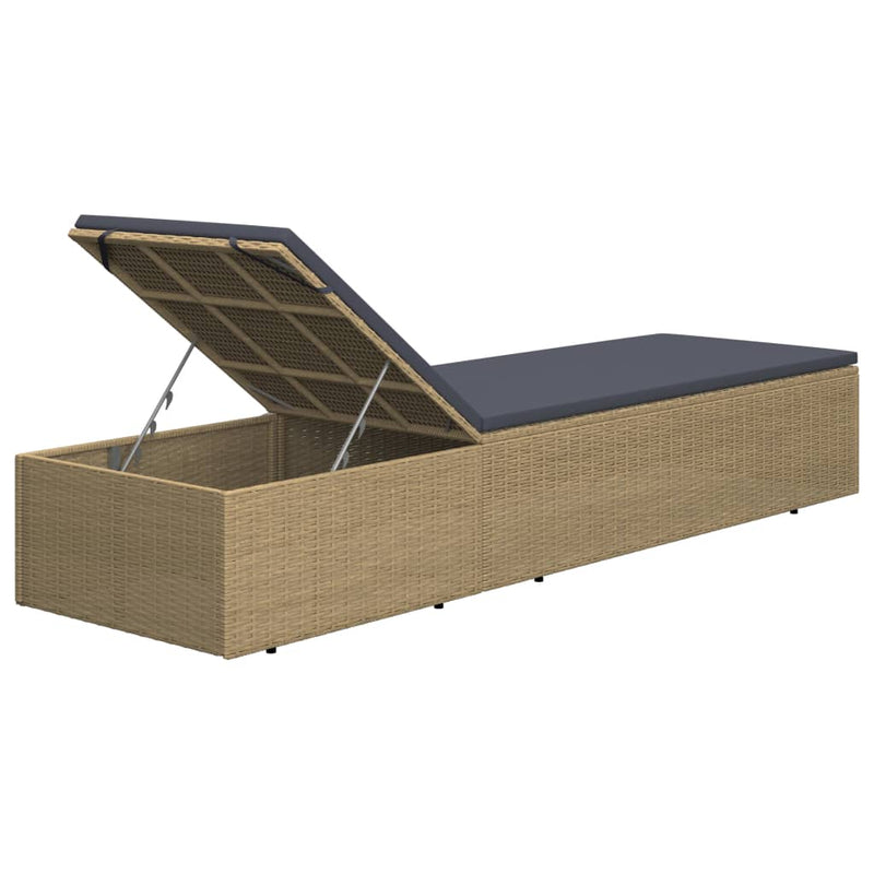 vidaXL Sunlounger Poly Rattan Black and Dark Grey