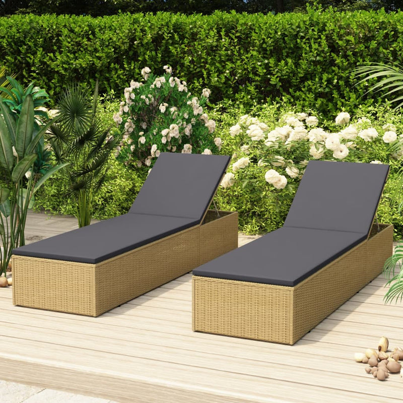 vidaXL Sunlounger Poly Rattan Black and Dark Grey