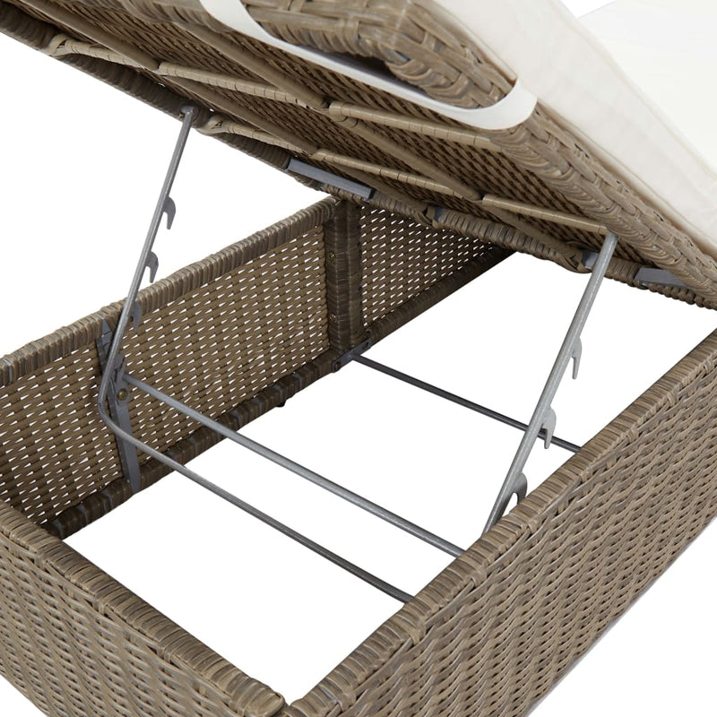 vidaXL Sunlounger Poly Rattan Black and Dark Grey