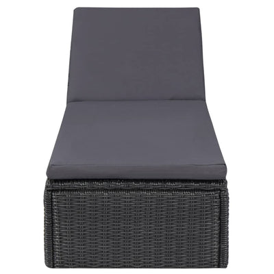 vidaXL Sunlounger Poly Rattan Black and Dark Grey