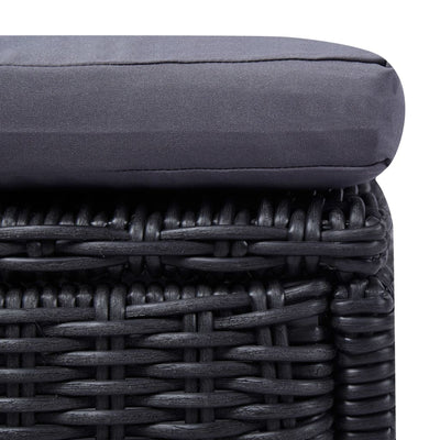 vidaXL Sunlounger Poly Rattan Black and Dark Grey