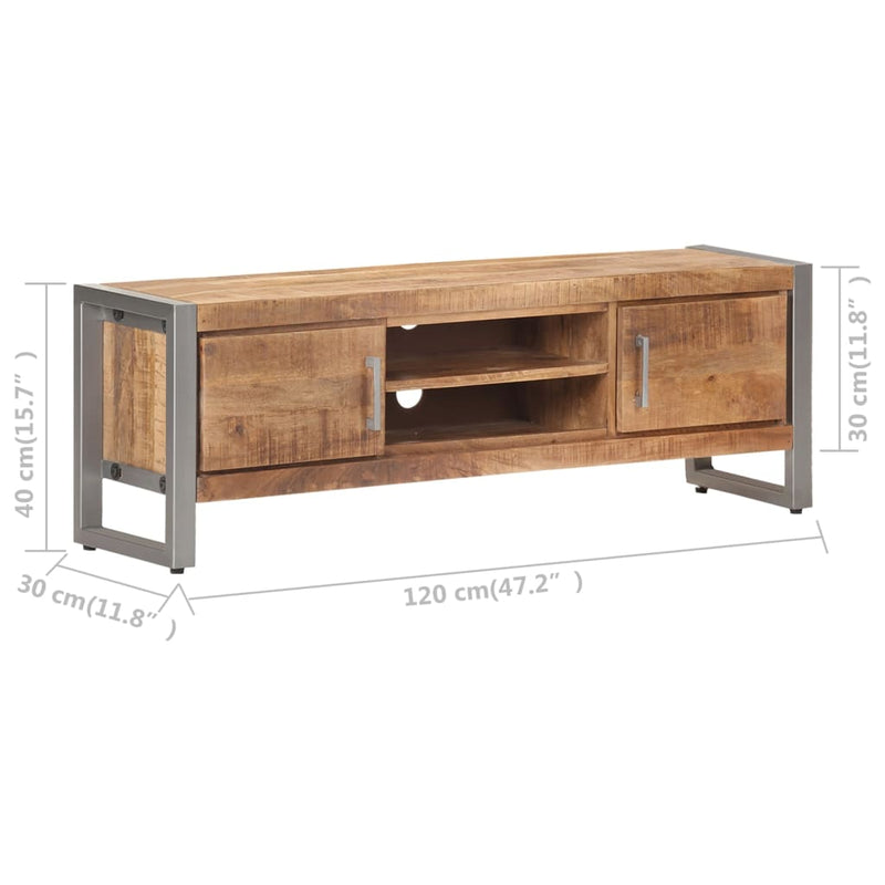 vidaXL TV Cabinet 120x30x40 cm Rough Mango Wood