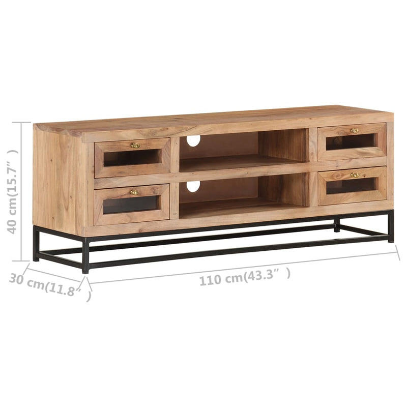 vidaXL TV Cabinet 110x30x40 cm Solid Acacia Wood