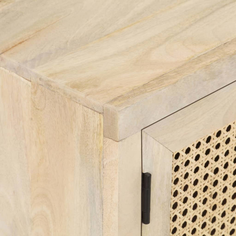 vidaXL TV Cabinet 120x30x40 cm Solid Mango Wood and Natural Cane
