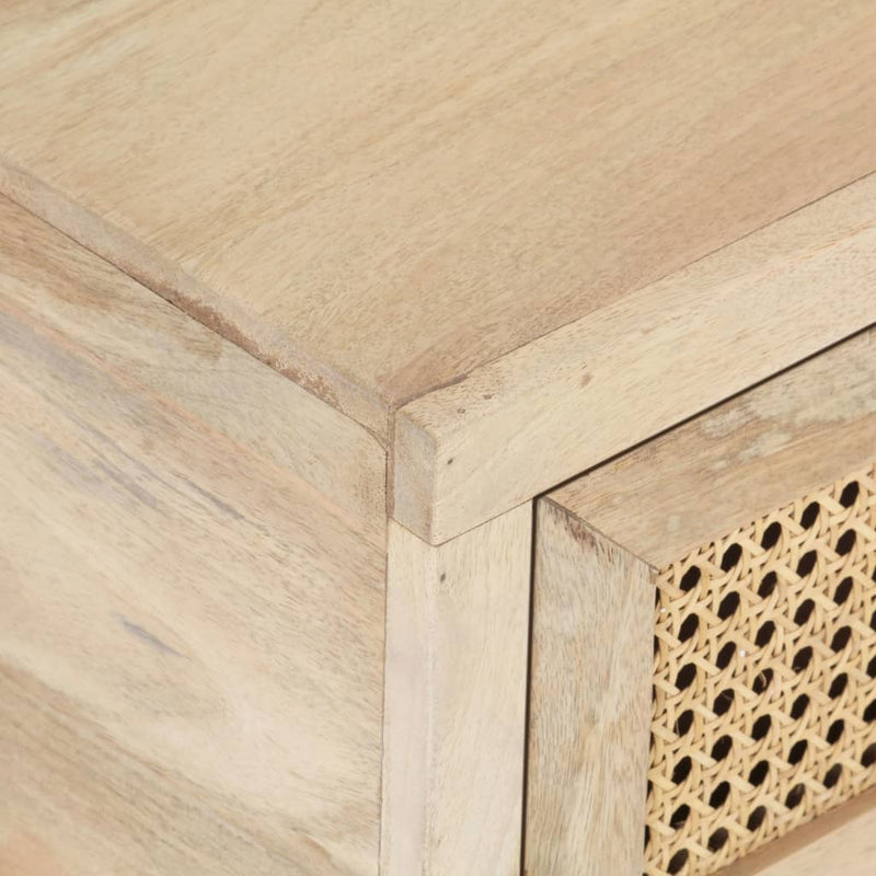 vidaXL Coffee Table 90x50x37 cm Solid Mango Wood and Natural Cane