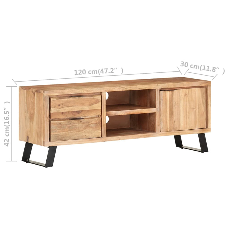 vidaXL TV Cabinet 120x30x42 cm Solid Acacia Wood with Live Edges