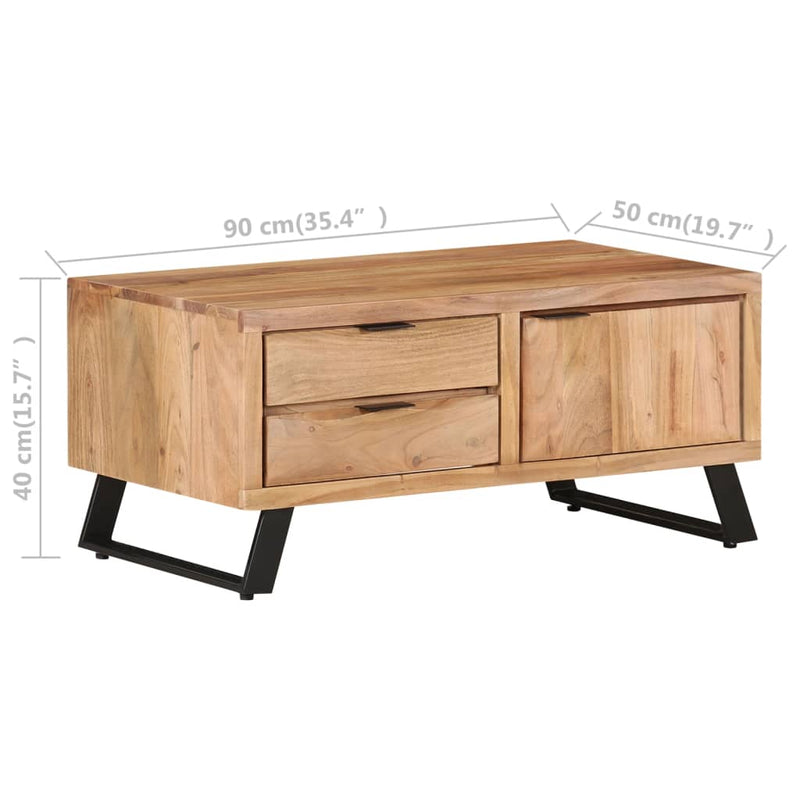 vidaXL Coffee Table 90x50x40 cm Solid Acacia Wood with Live Edges