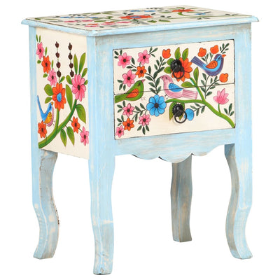 vidaXL Hand Painted Bedside Cabinet 40x30x50 cm Solid Mango Wood