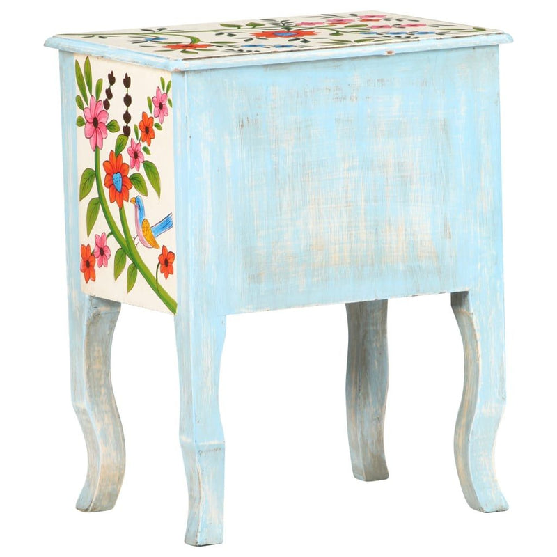 vidaXL Hand Painted Bedside Cabinet 40x30x50 cm Solid Mango Wood