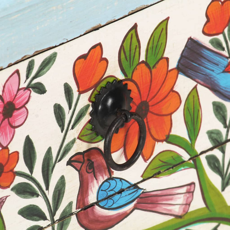 vidaXL Hand Painted Bedside Cabinet 40x30x50 cm Solid Mango Wood