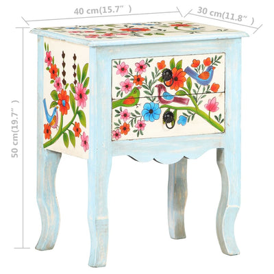 vidaXL Hand Painted Bedside Cabinet 40x30x50 cm Solid Mango Wood