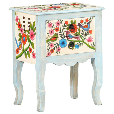 vidaXL Hand Painted Bedside Cabinet 40x30x50 cm Solid Mango Wood