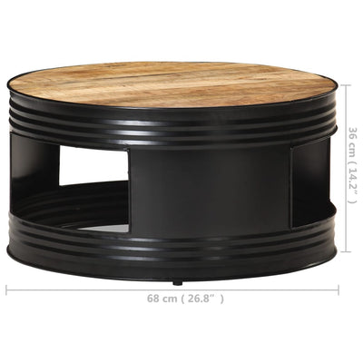 vidaXL Coffee Table Black 68x68x36 cm Solid Rough Mango Wood