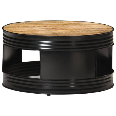 vidaXL Coffee Table Black 68x68x36 cm Solid Rough Mango Wood