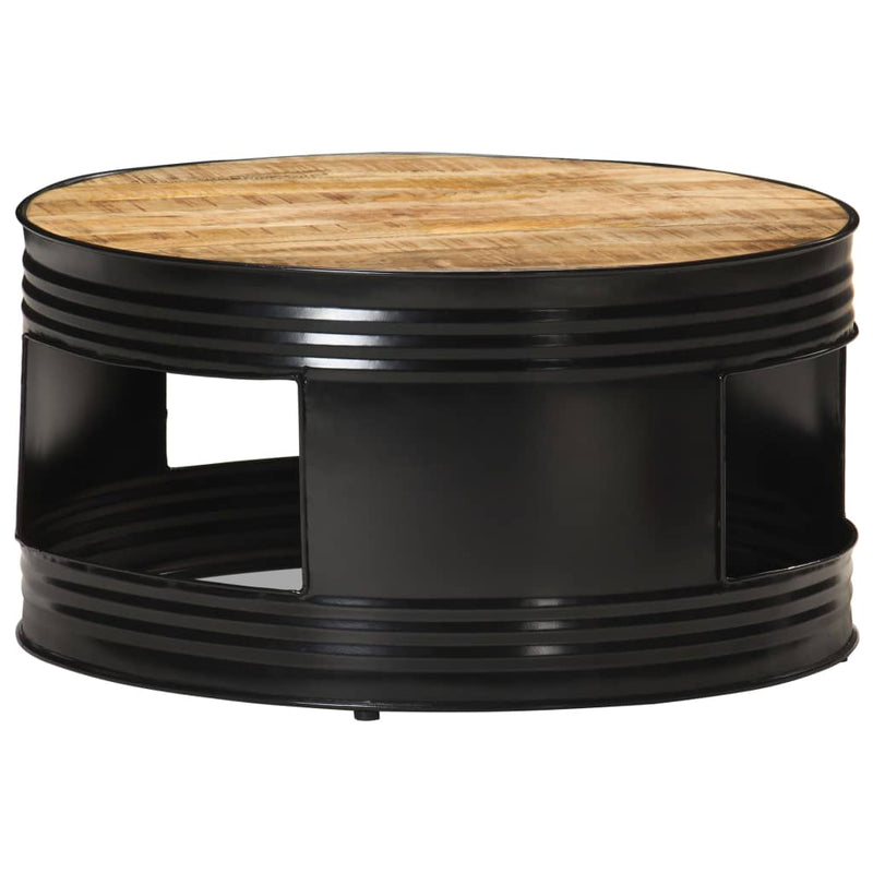 vidaXL Coffee Table Black 68x68x36 cm Solid Rough Mango Wood