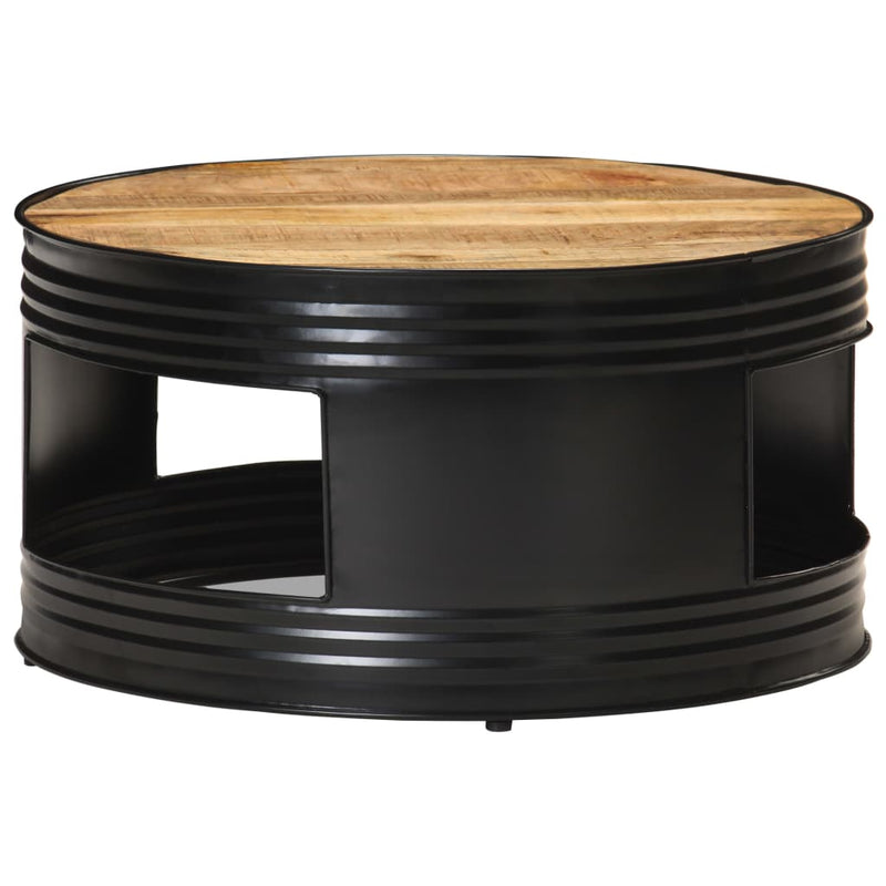 vidaXL Coffee Table Black 68x68x36 cm Solid Rough Mango Wood