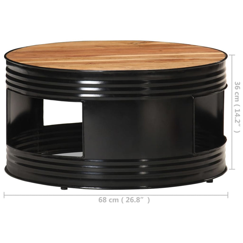 vidaXL Coffee Table Black 68x68x36 cm Solid Acacia Wood