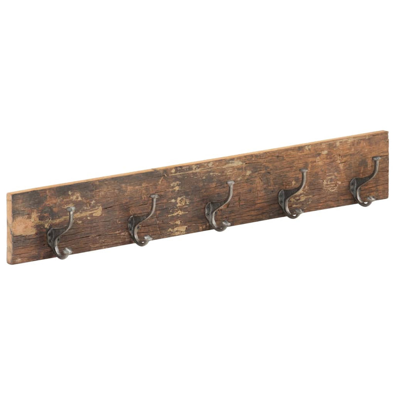 vidaXL Hall Hanger with 5 Hooks 100x2.5x15 cm Solid Reclaimed Wood