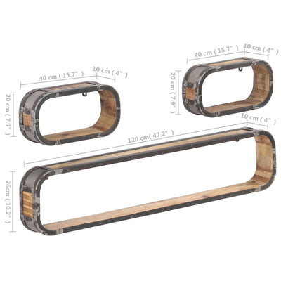 vidaXL 3 Piece Wall Shelf Set Solid Mango Wood