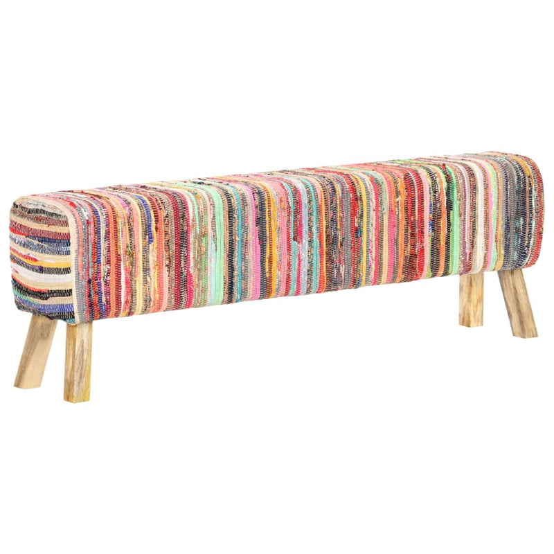 vidaXL Bench 160 cm Multicolour Chindi Fabric