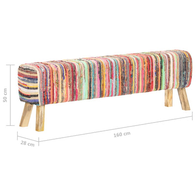 vidaXL Bench 160 cm Multicolour Chindi Fabric
