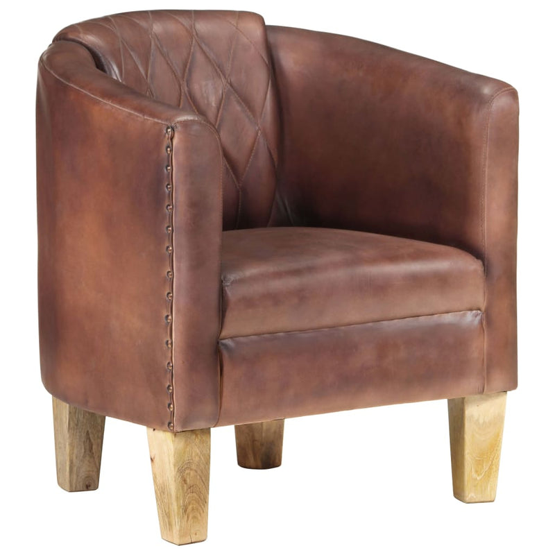 vidaXL Tub Chair Distressed Brown Real Leather