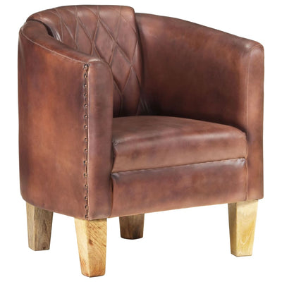vidaXL Tub Chair Distressed Brown Real Leather
