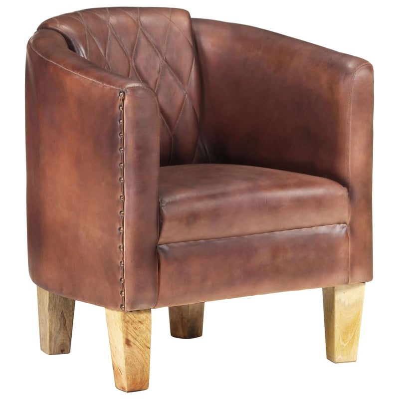 vidaXL Tub Chair Distressed Brown Real Leather