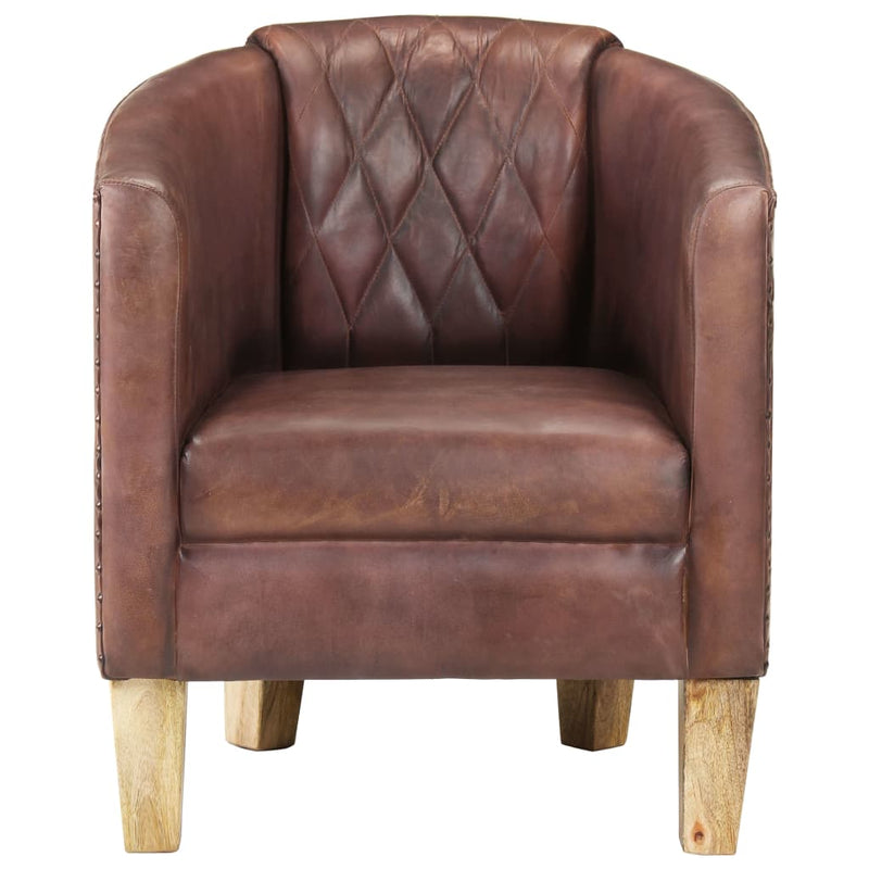 vidaXL Tub Chair Distressed Brown Real Leather